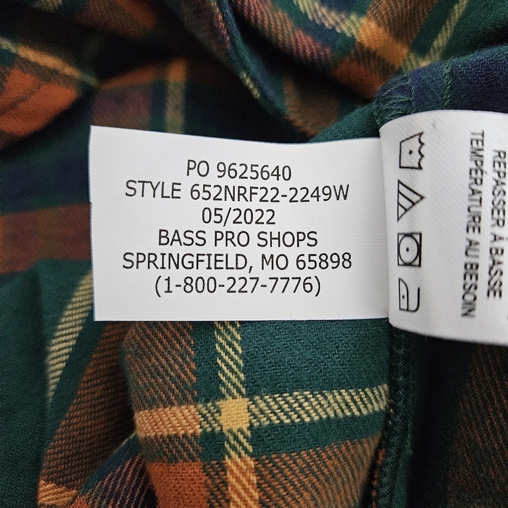 Natural Reflections Flannel Shirt Green Plaid Long Sleeve Button Up Collared Top - Picture 6 of 6